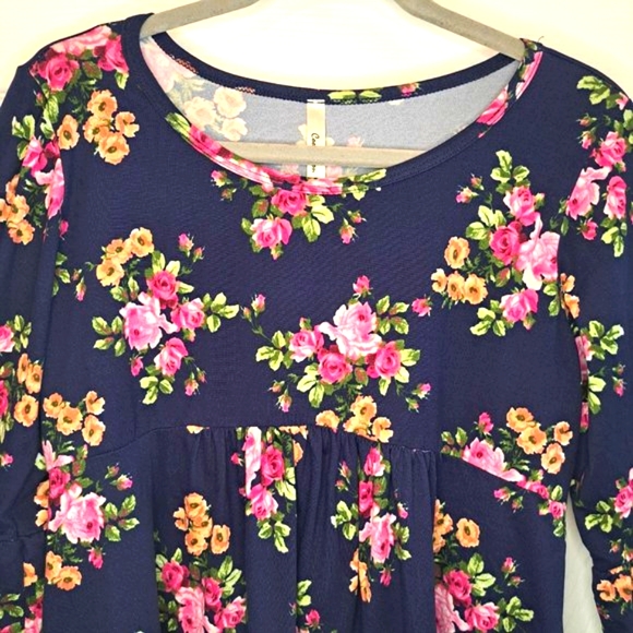 Cool Melon Floral Ruffle Peplum Blouse Size Medium - Picture 3 of 6